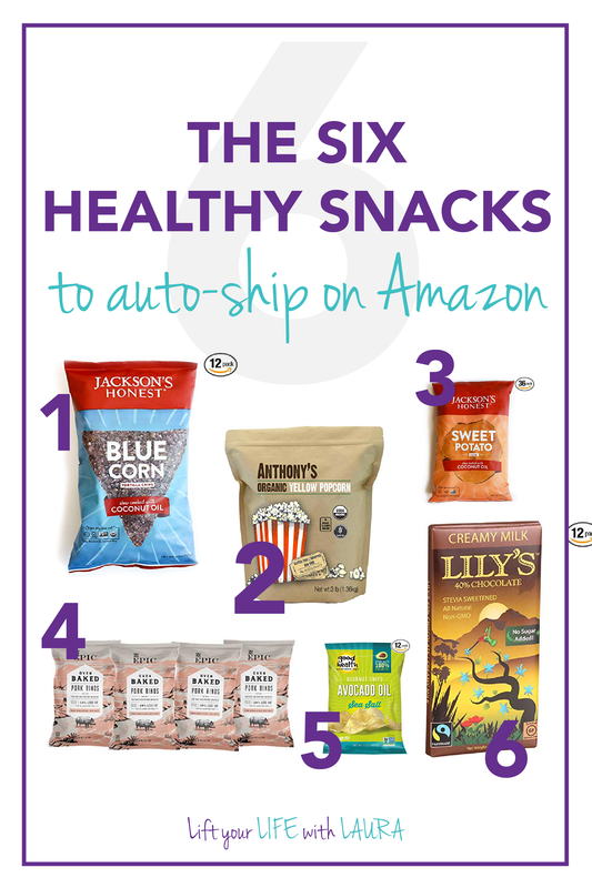 Learn which healthy snacks from Amazon to buy and avoid processed foods! learn a personal trainers Amazon Subscribe and save products! #liftyourlifewithlaura #amazonlist #subscribeandsave #healthysnacks