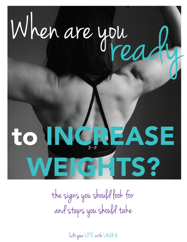Click to learn the signs for when you are ready to increase weights at the gym. Learn how to lift weights for women by a certified personal trainer! Lift your LIFE with LAURA