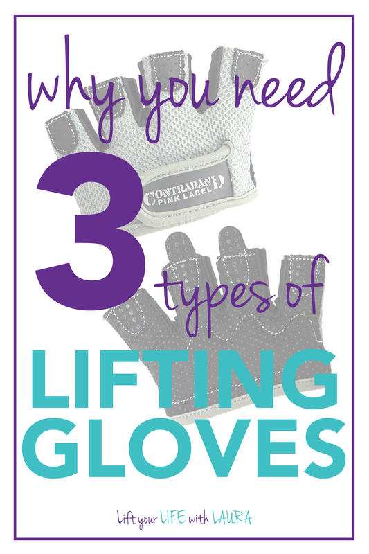 Why you need 3 types of weight lifting gloves for women. The type of gloves you use can help with pushing exercises and pulling exercises! #liftyourlifewithlaura #weightlifting #liftweights #workouttip #fitness