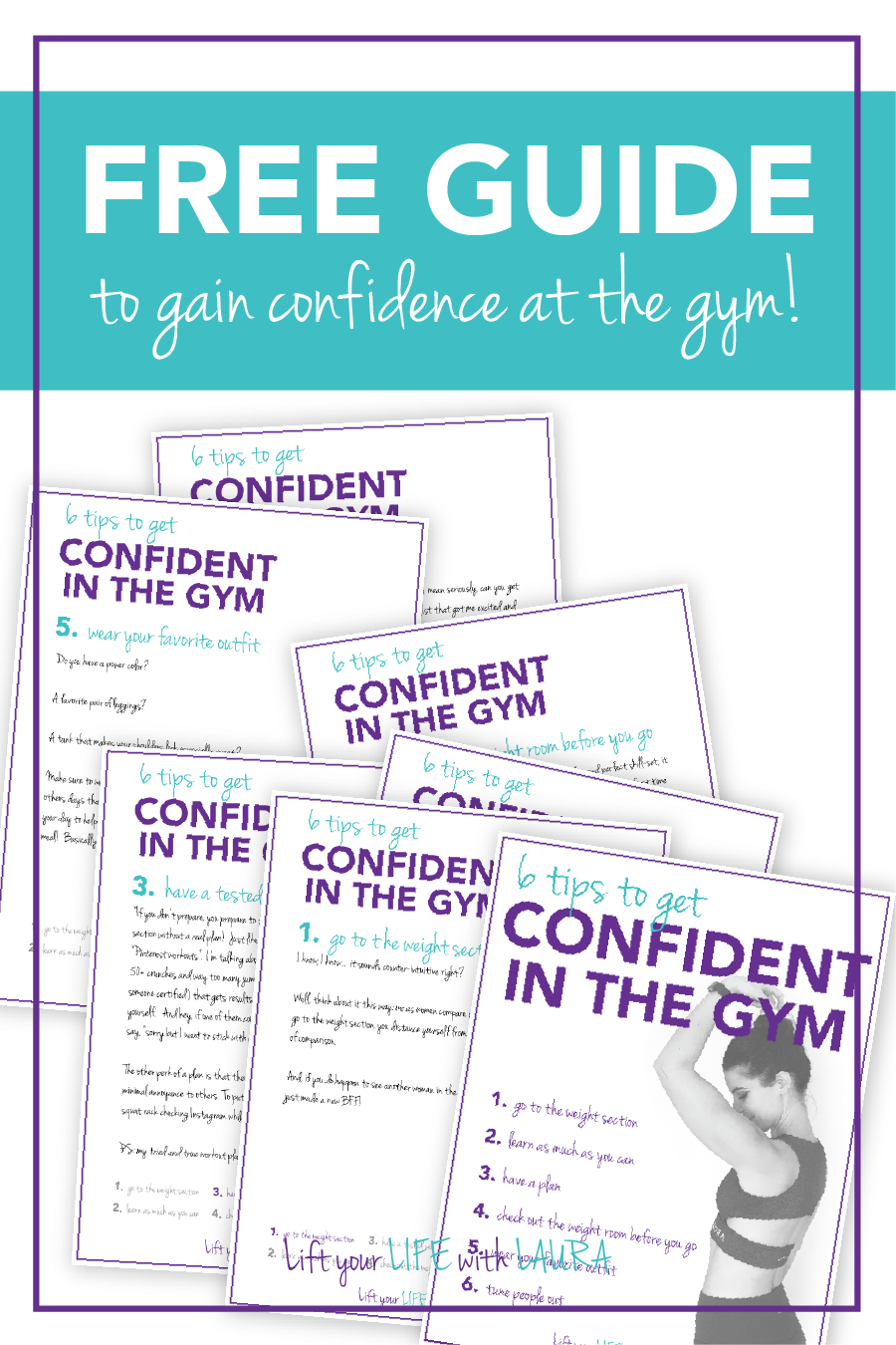 Click for your FREE 7 page guide to gaining confidence at the gym.  You deserve to get over that gym-phobia! Lift your LIFE with LAURA #workouttip